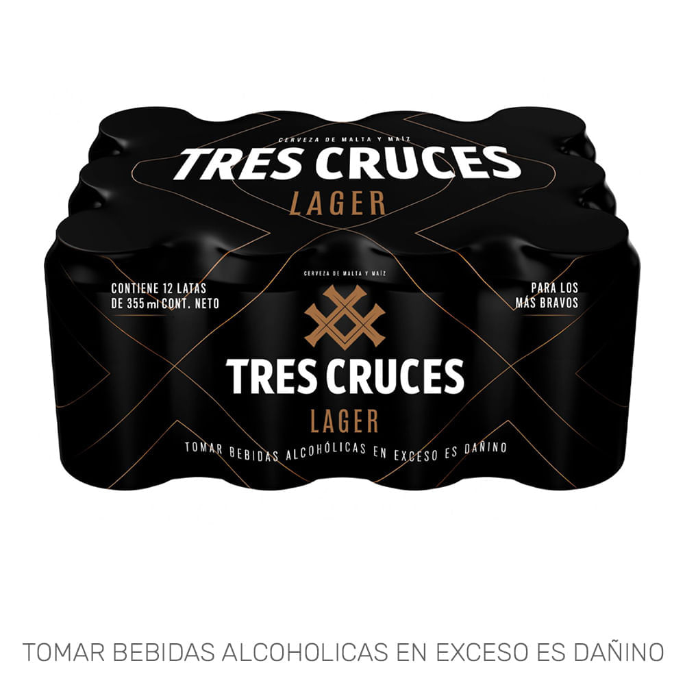 Cerveza TRES CRUCES Lager Lata 355ml Paquete 12un