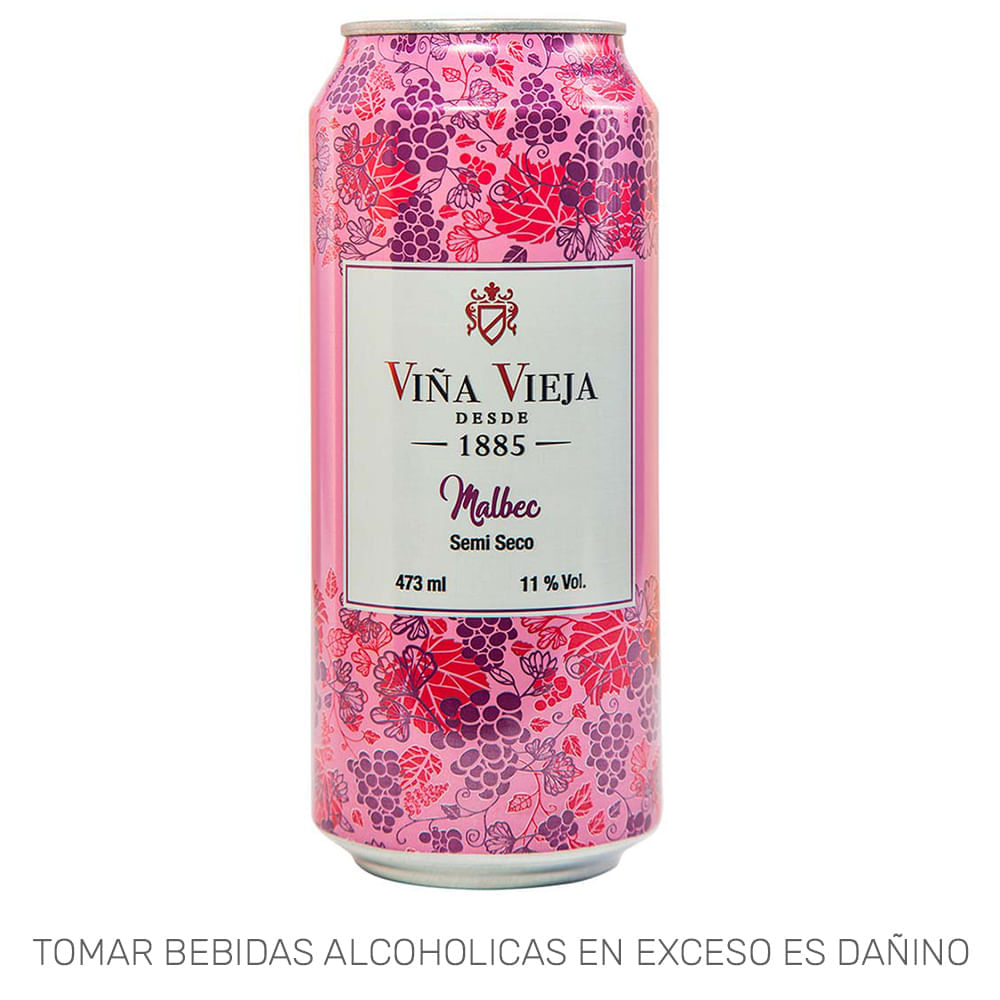 Vino Tinto VIÑA VIEJA Malbec Semi Seco Lata 473ml Vino Tinto VIÑA VIEJA Malbec Semi Seco Lata 473ml