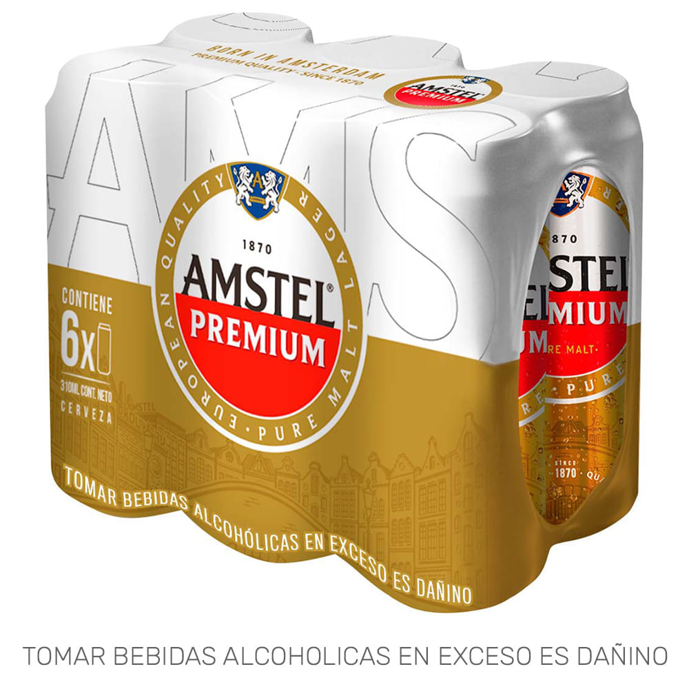 Cerveza AMSTEL Lata 310ml Paquete 6un Cerveza AMSTEL Lata 310ml Paquete 6un