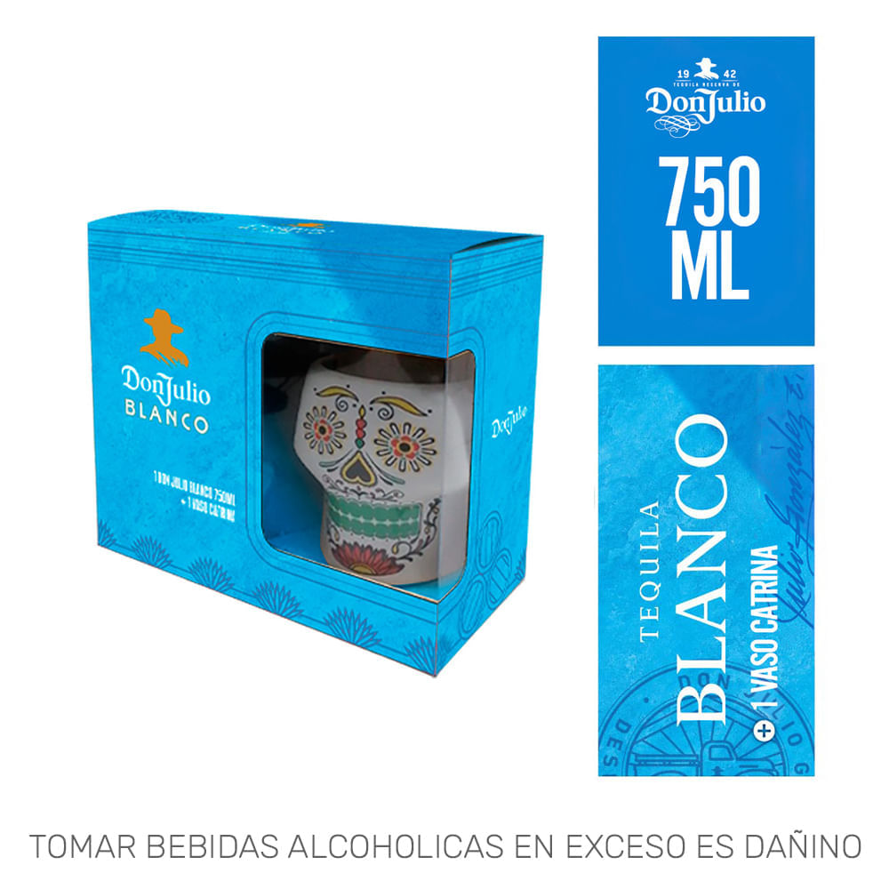 Tequila Blanco DON JULIO Botella 750ml + Mug Catrina