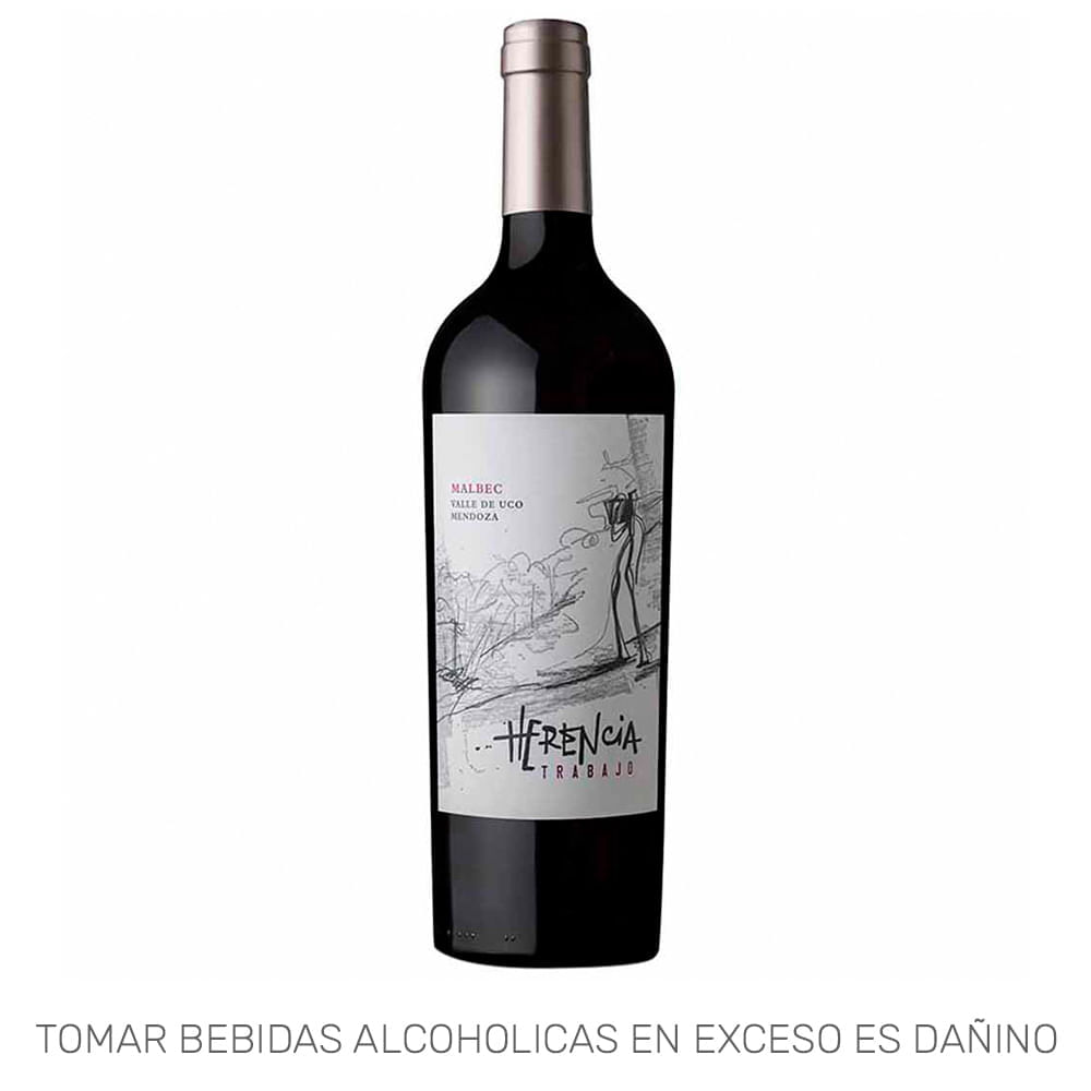 Vino Tinto HERENCIA Trabajo Malbec Botella 750ml