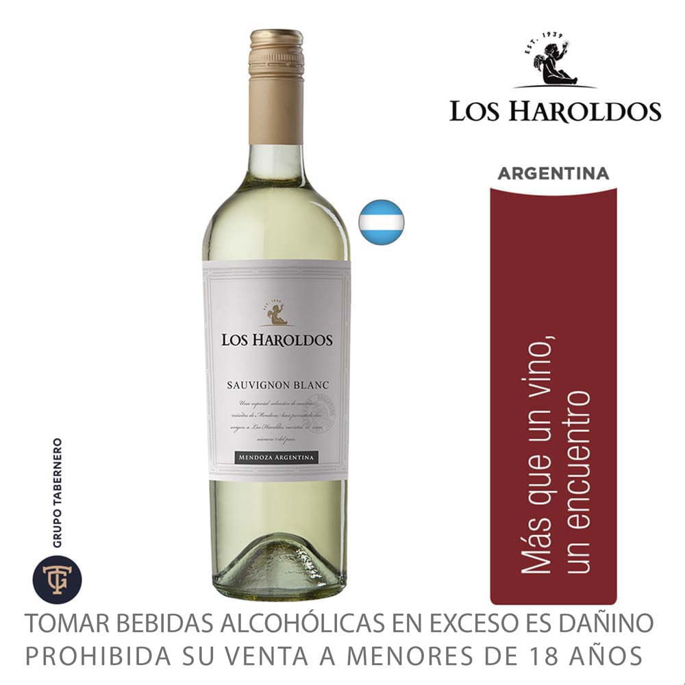 Vino Blanco LOS HAROLDOS Sauvignon Blanc Botella 750ml Vino Blanco LOS HAROLDOS Sauvignon Blanc Botella 750ml