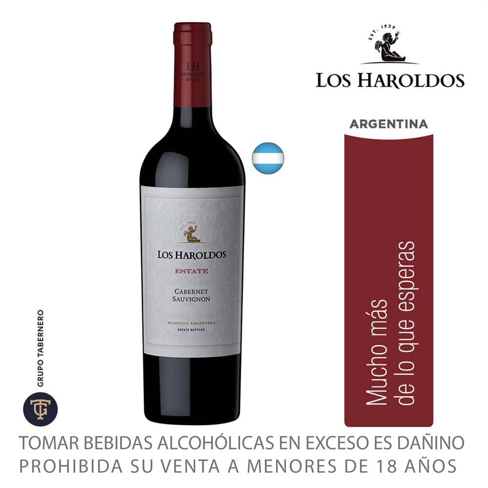 Vino Tinto LOS HAROLDOS Estate Cabernet Sauvignon Botella 750ml