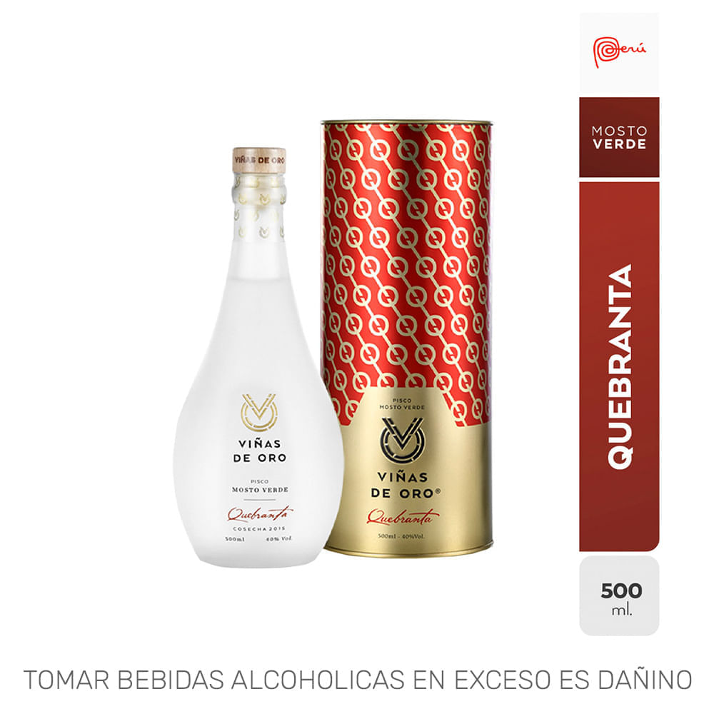 Pisco VIÑAS DE ORO Mosto Verde Quebranta Botella 500ml