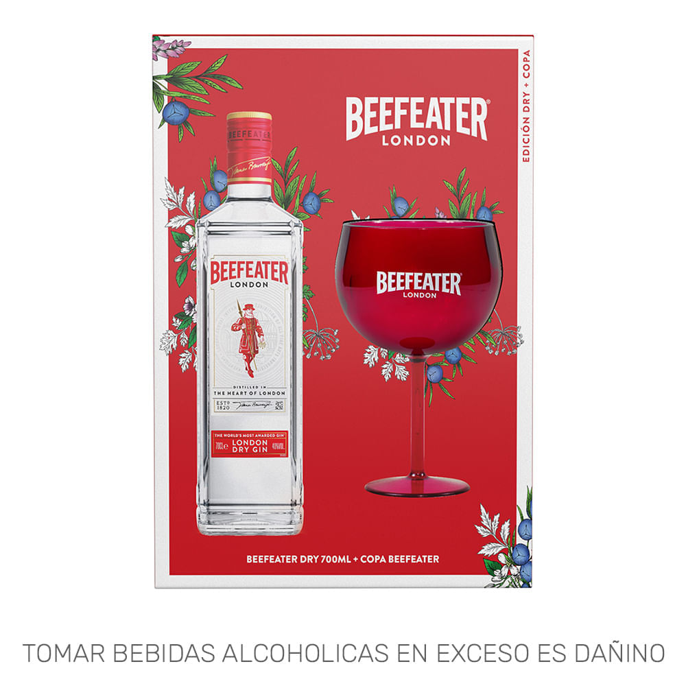 Pack Gin Puro BEEFEATER Dry Botella 700ml + Copa Pack Gin Puro BEEFEATER Dry Botella 700ml + Copa