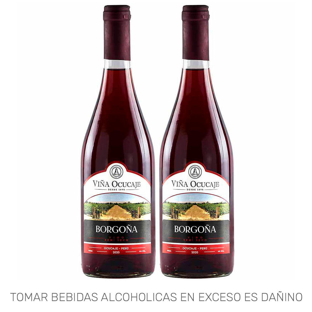 Pack Vino Tinto OCUCAJE Borgoña Botella 750ml Paquete 2un