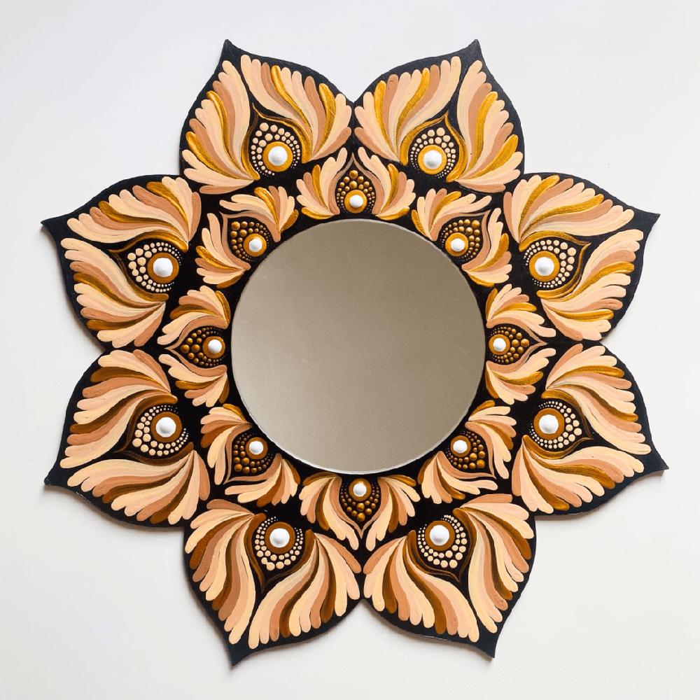 Espejo decorativo de pared Reya Mándala Marrón 35 