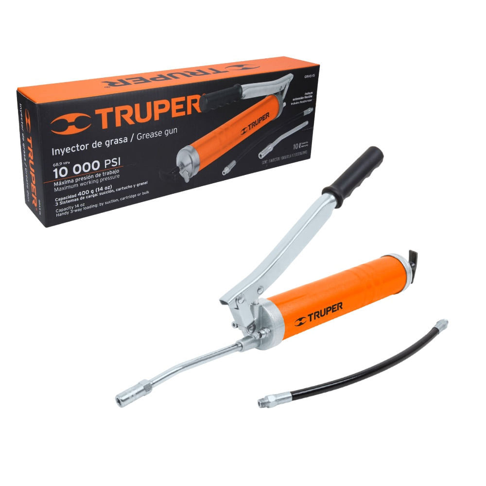 Inyectora De Grasa Industrial 14 Oz 10000 Psi Con Grip Antiderrapante GRAS-15 14861