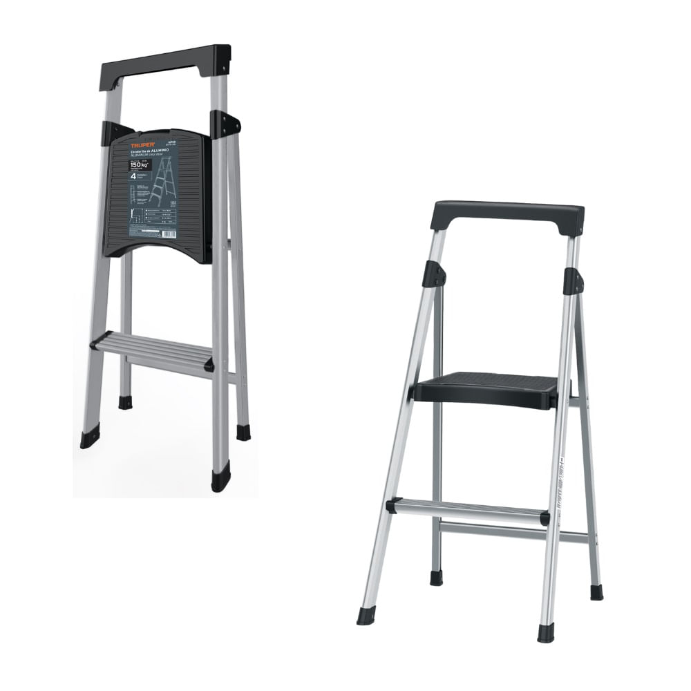 Escalera Tubular Plegable de Aluminio 2 Peldaños Capacidad 150 kg Truper ESTU-2A 16763