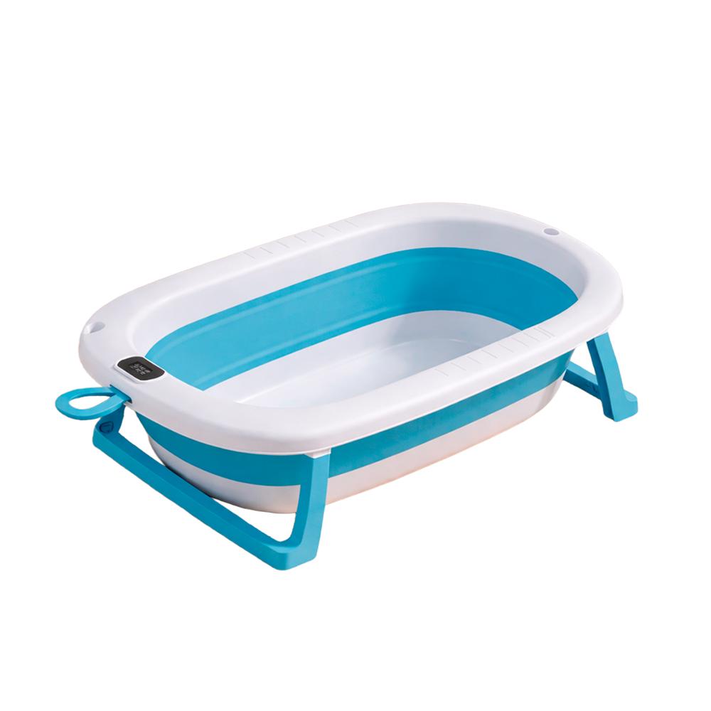 Tina Infantil Plegable con Termometro Color Celeste