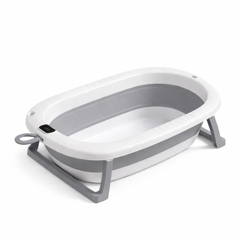 Tina Infantil Plegable con Termometro Color Gris