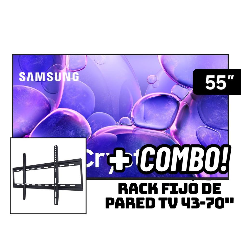TELEVISOR SAMSUNG 55 SMART TV TIZEN OS 4K CRYSTAL UHD LED 2025 UN55U8000FGXPE + RACK FIJO