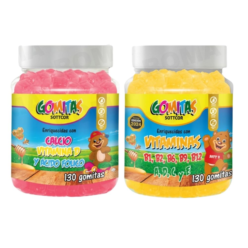 PAC 2 GOMITAS CALCIO NIÑOS Y VITAMINAS PARA NIÑOS 260 UND