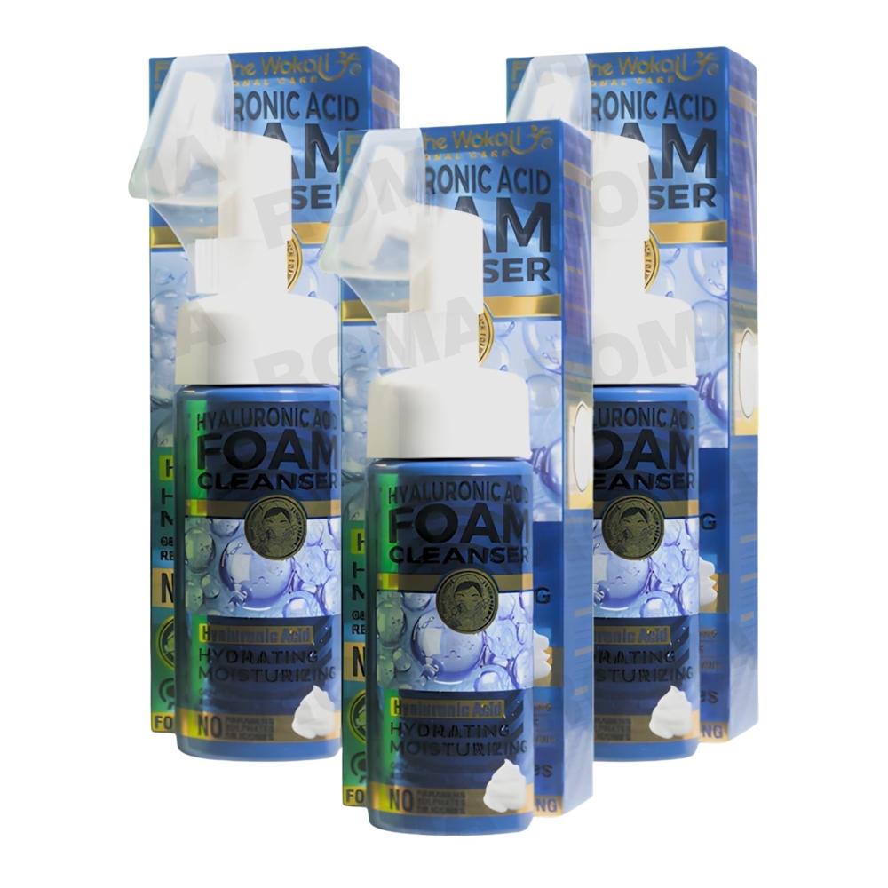 PACK 3 LIMPIADOR EN ESPUMA ÁCIDO HIALURÓNICO 150ML WOKALI
