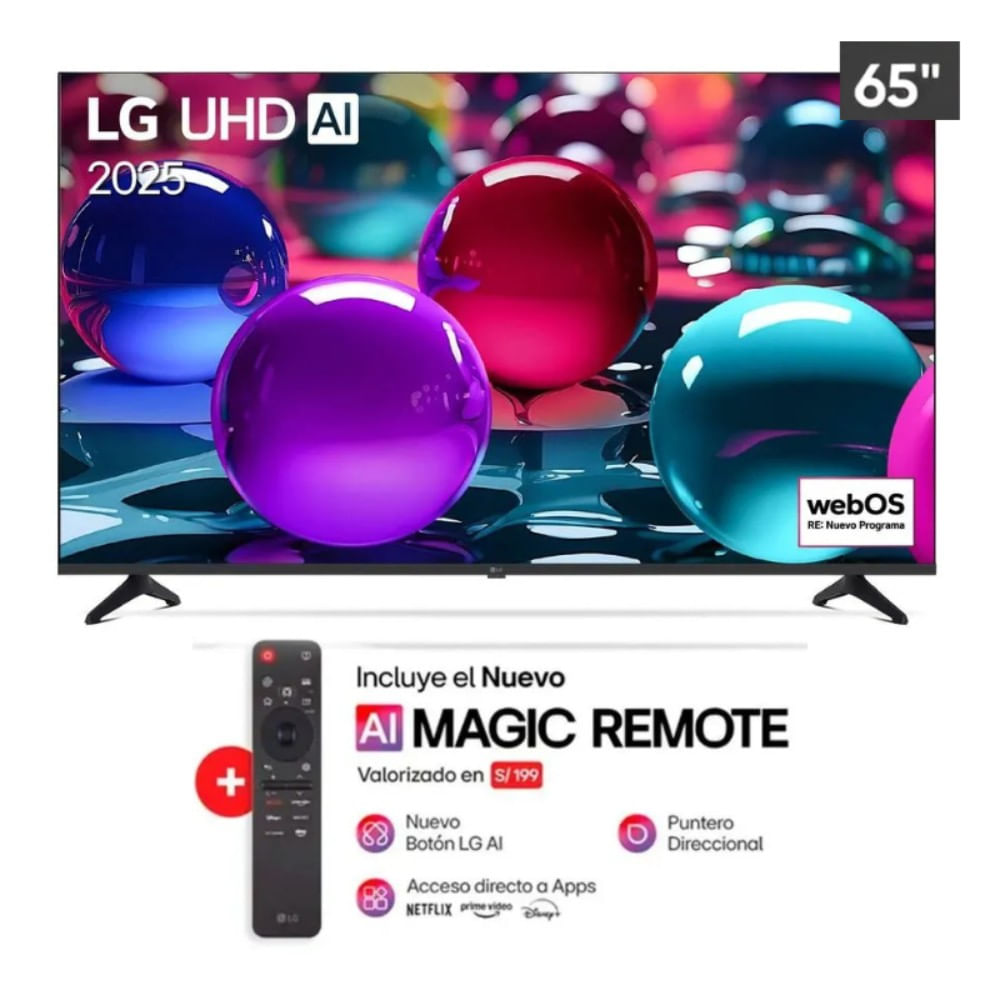 Televisor LG 65"" UHD AI 4K Smart TV 65UA7300 + Control Magic 2025