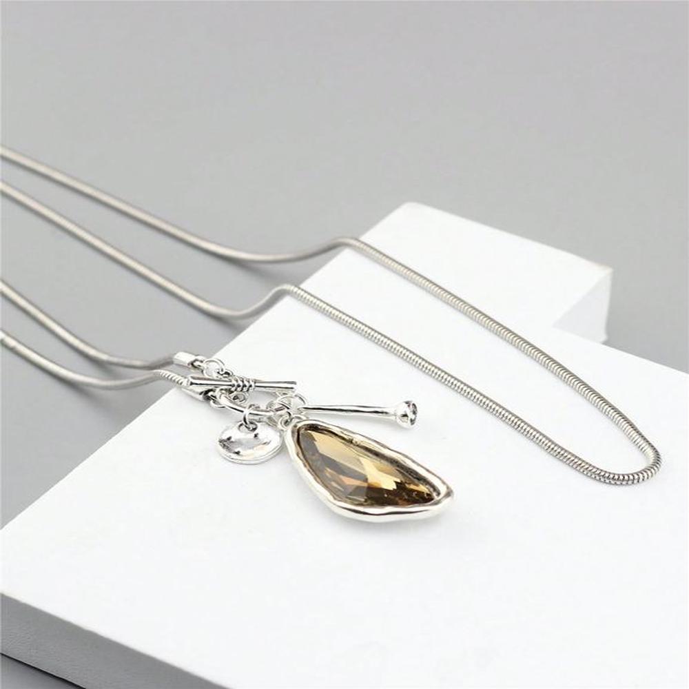 Collar largo Crystal con colgante ajustable para mujer Plateado Talla única Collar largo Crystal con colgante ajustable para mujer Plateado Talla única