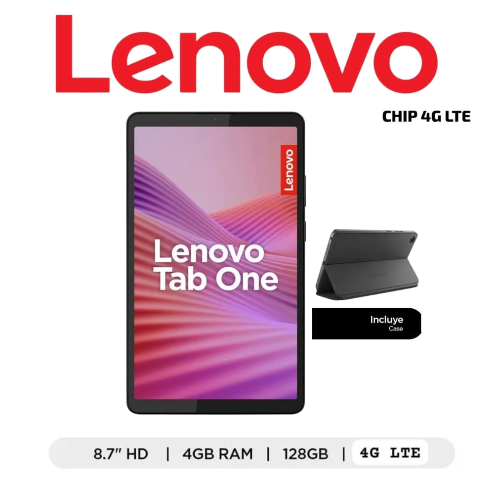 TABLET LENOVO TAB ONE 8PULGAD. RAM 4GB SSD 128GB CON ENTRADA CHIP y  FOLIO CASE MOD TB305XU