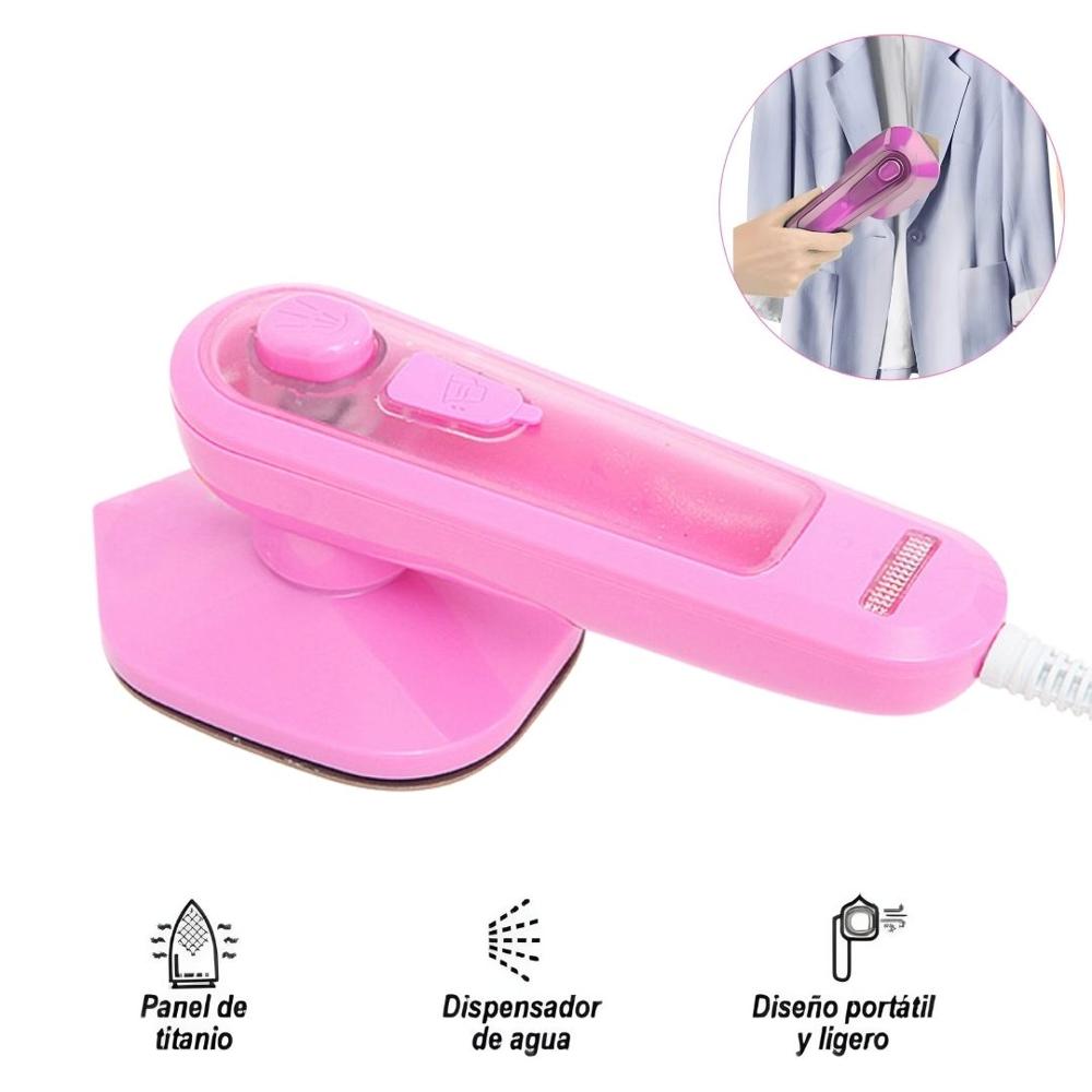 Plancha a Vapor Eléctrica para Ropa Planchado Vertical Horizontal Portátil Antiadherente Rosado