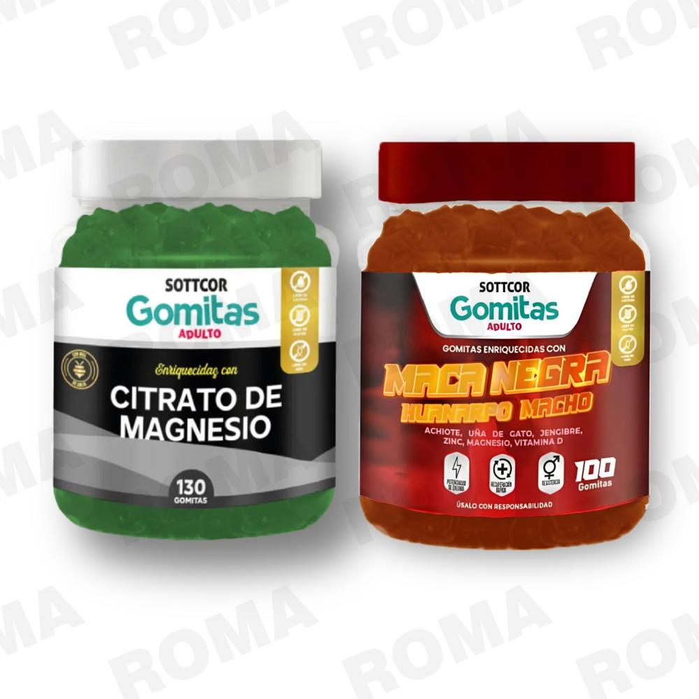 PACK GOMITAS CITRATO DE MAGNESIO Y GOMITAS MACA NEGRA SOTTCOR LABS