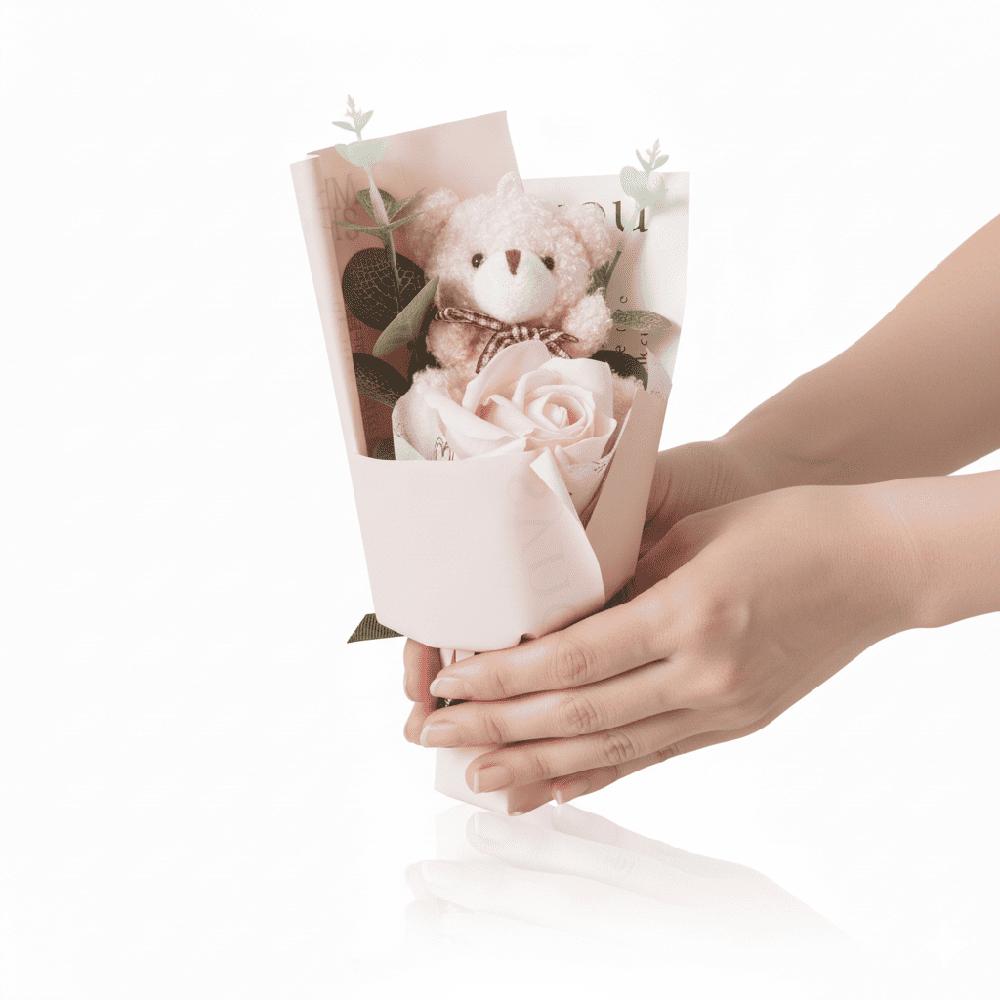 Ramo de Oso de Peluche con Rosa - Rosado