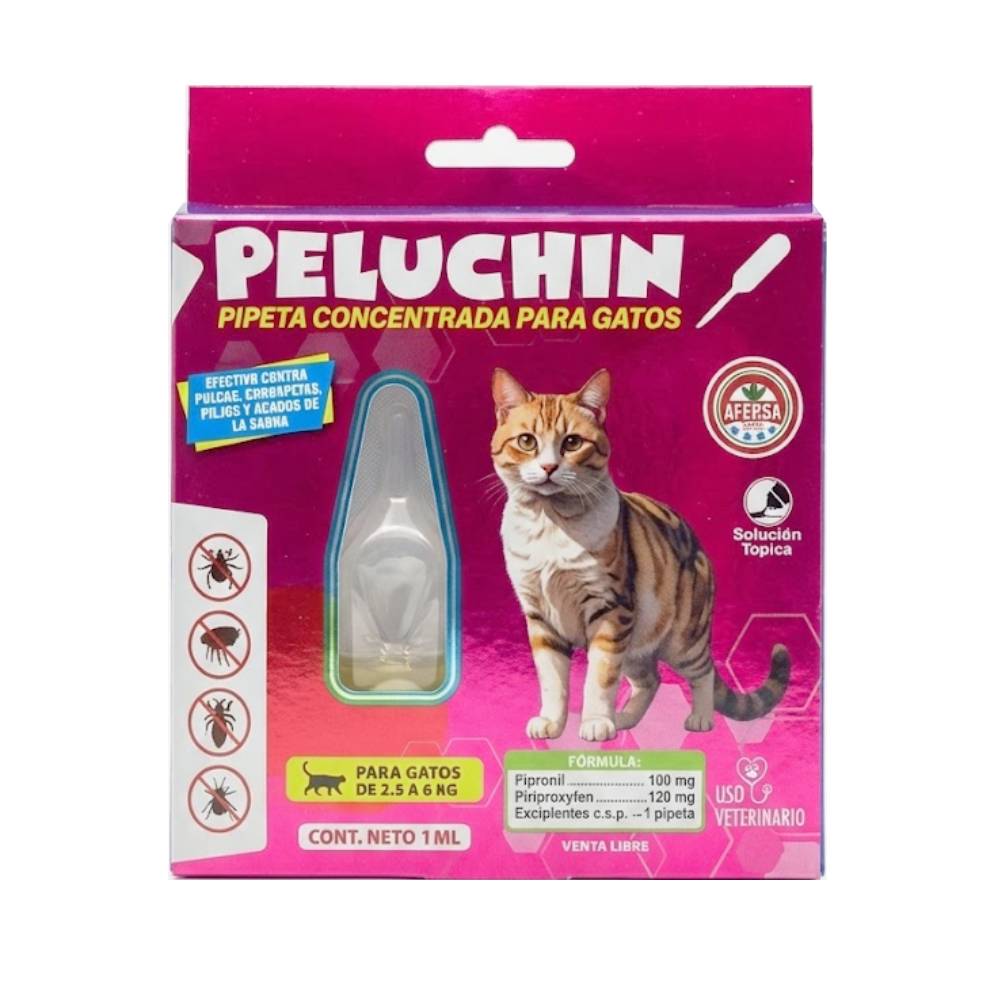 Pipeta Antipulgas para Gatos Peluchin 2.5 a 6 kg Pipeta Antipulgas para Gatos Peluchin 2.5 a 6 kg