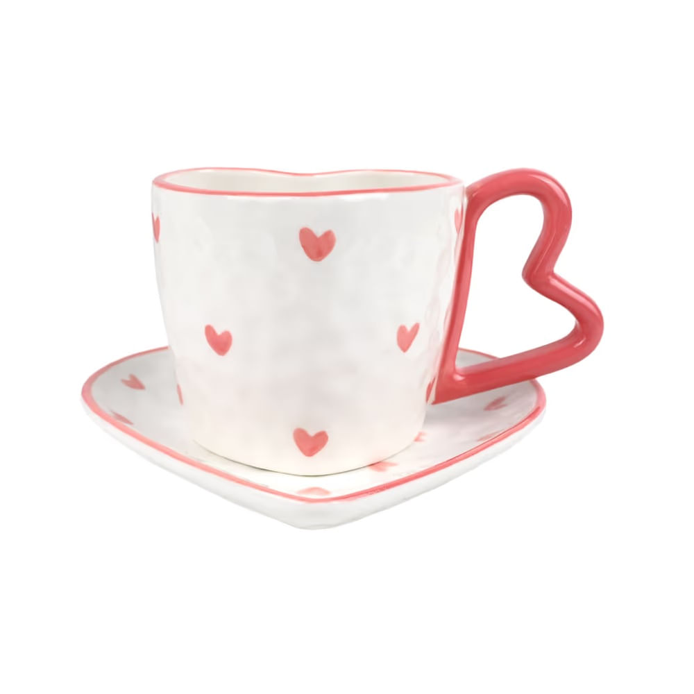 SAN VALENTIN - Set de tasa con asa silueta de corazon modelo N1