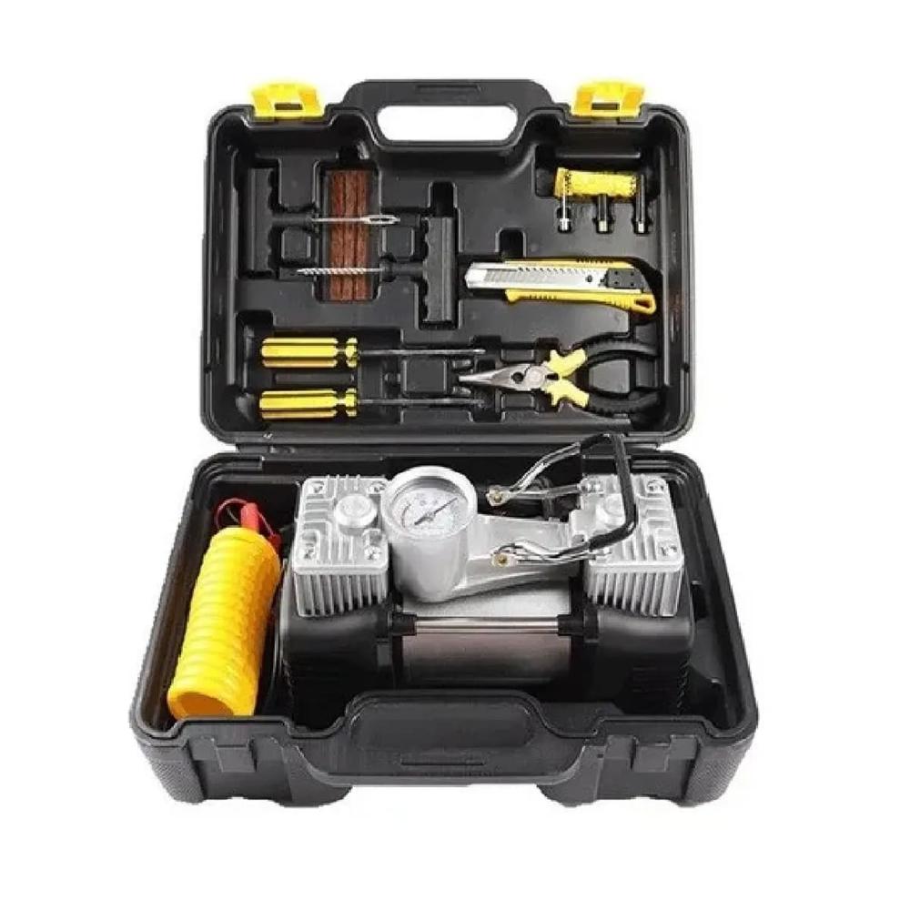 COMPRESOR AIRE DOBLE PISTON AUTO CAMIONETA INFLADOR LLANTA