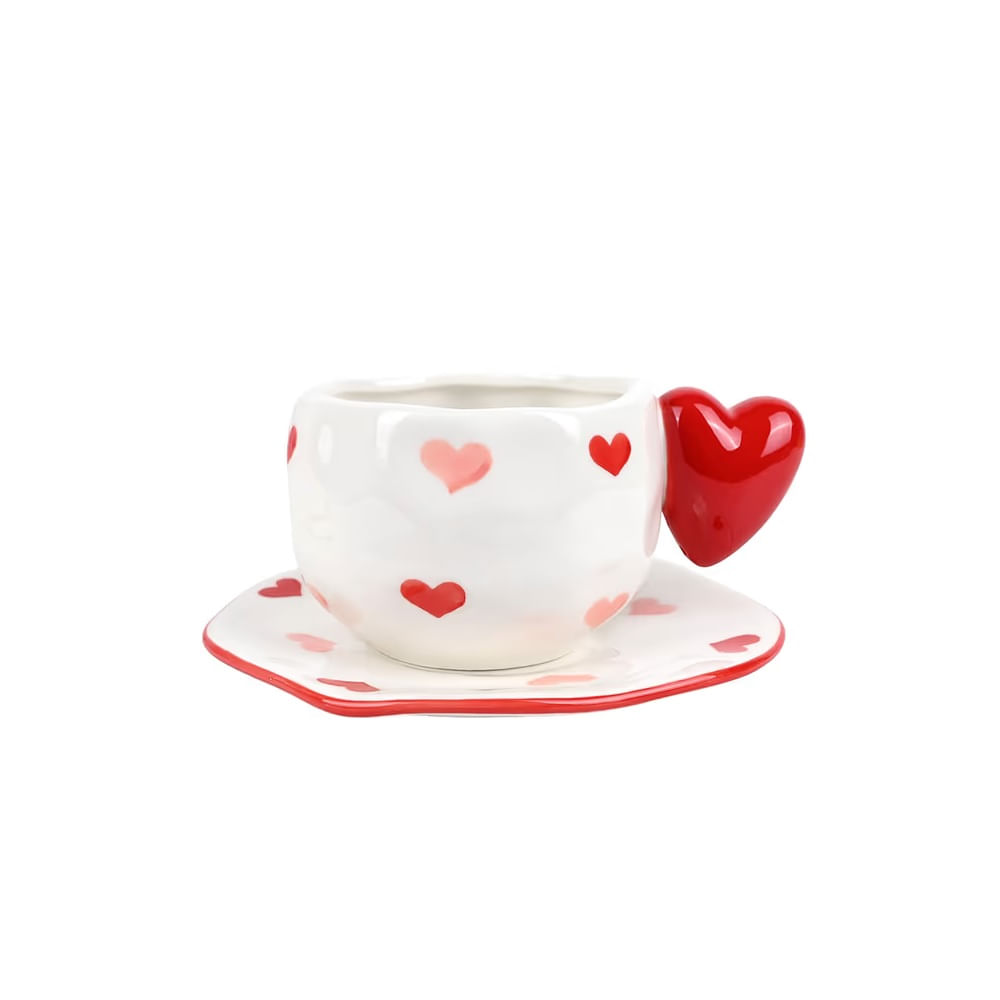 SAN VALENTIN -Set de tasa y plato con borde irregular modelo N2