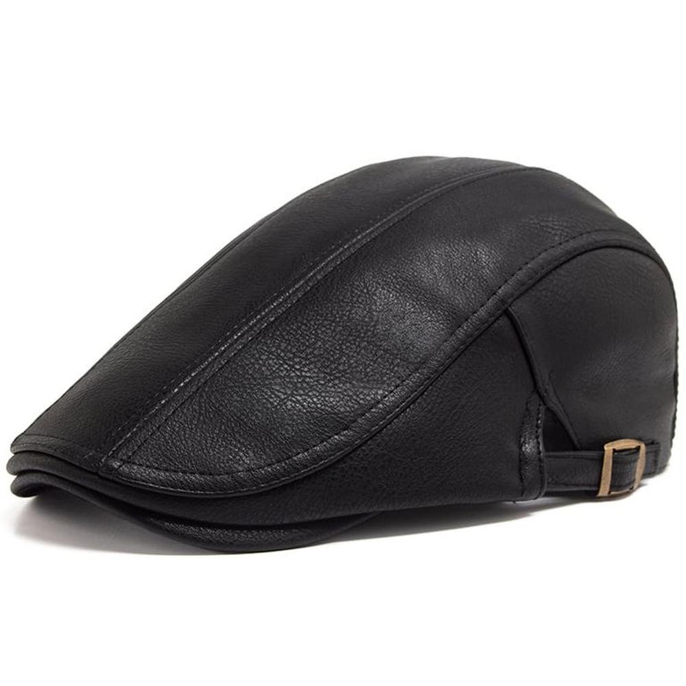 Boina Mister Negro Gorra cuero PU con correa regulable