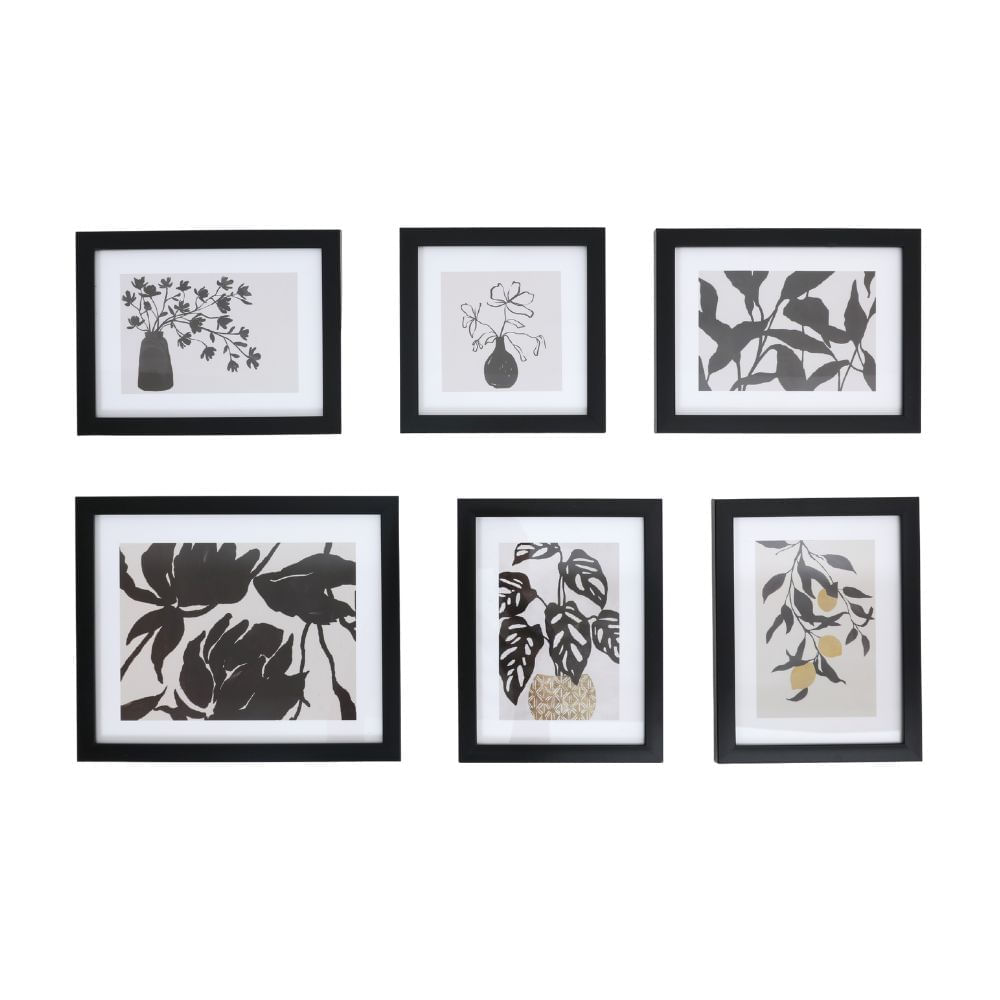 Set de 6 Portarretratos Plástico/Vidrio Negro Orange Set de 6 Portarretratos Plástico/Vidrio Negro Orange