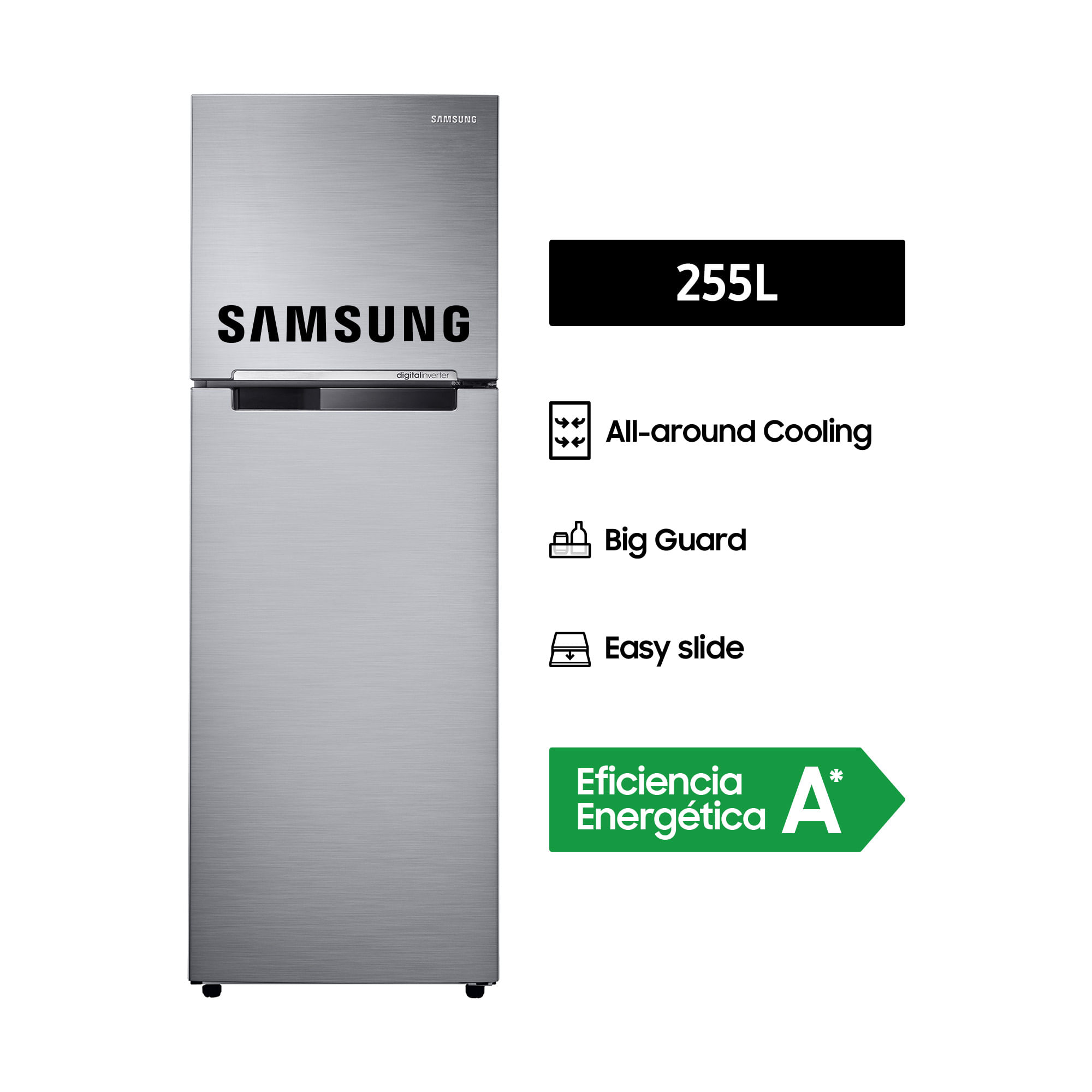 Refrigeradora Samsung RT25FARADS8/PE Top Freezer 255L Inox