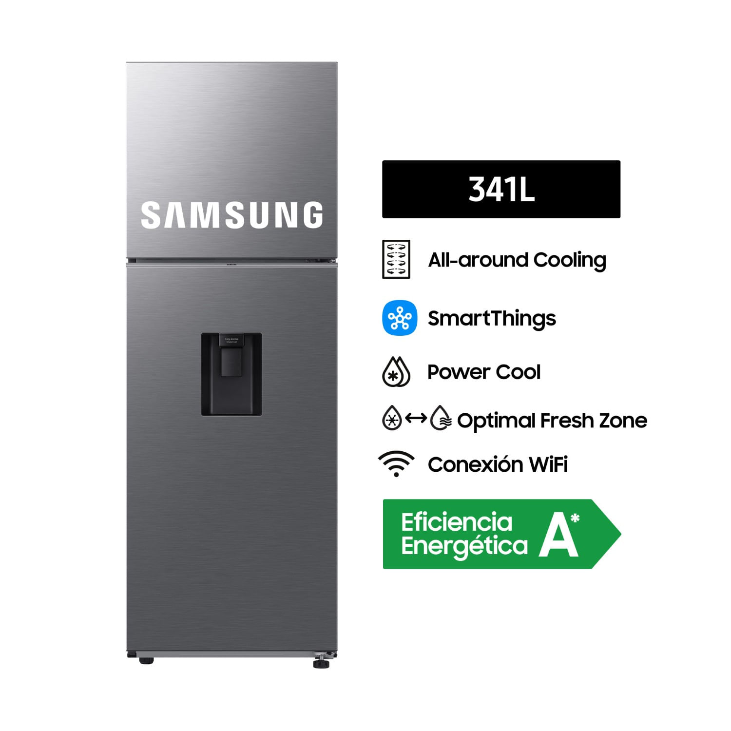 Refrigeradora Samsung Top Mount Freezer 341L RT35DG5720S9PE Silver