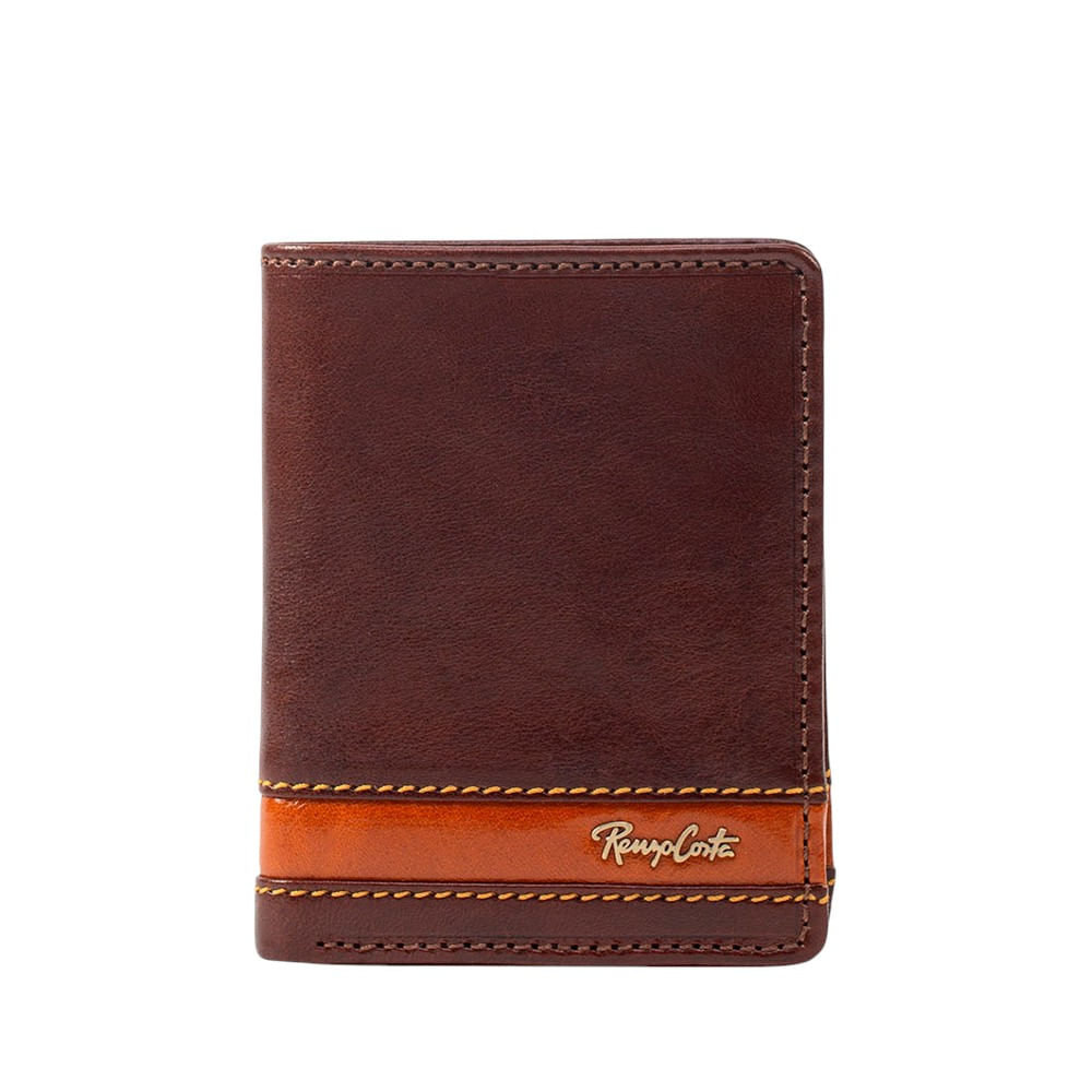 Billetera para Hombre de Estilo Casual y Detalles en Contraste Renzo Costa Wpc 2173 Brown Yellow Etr