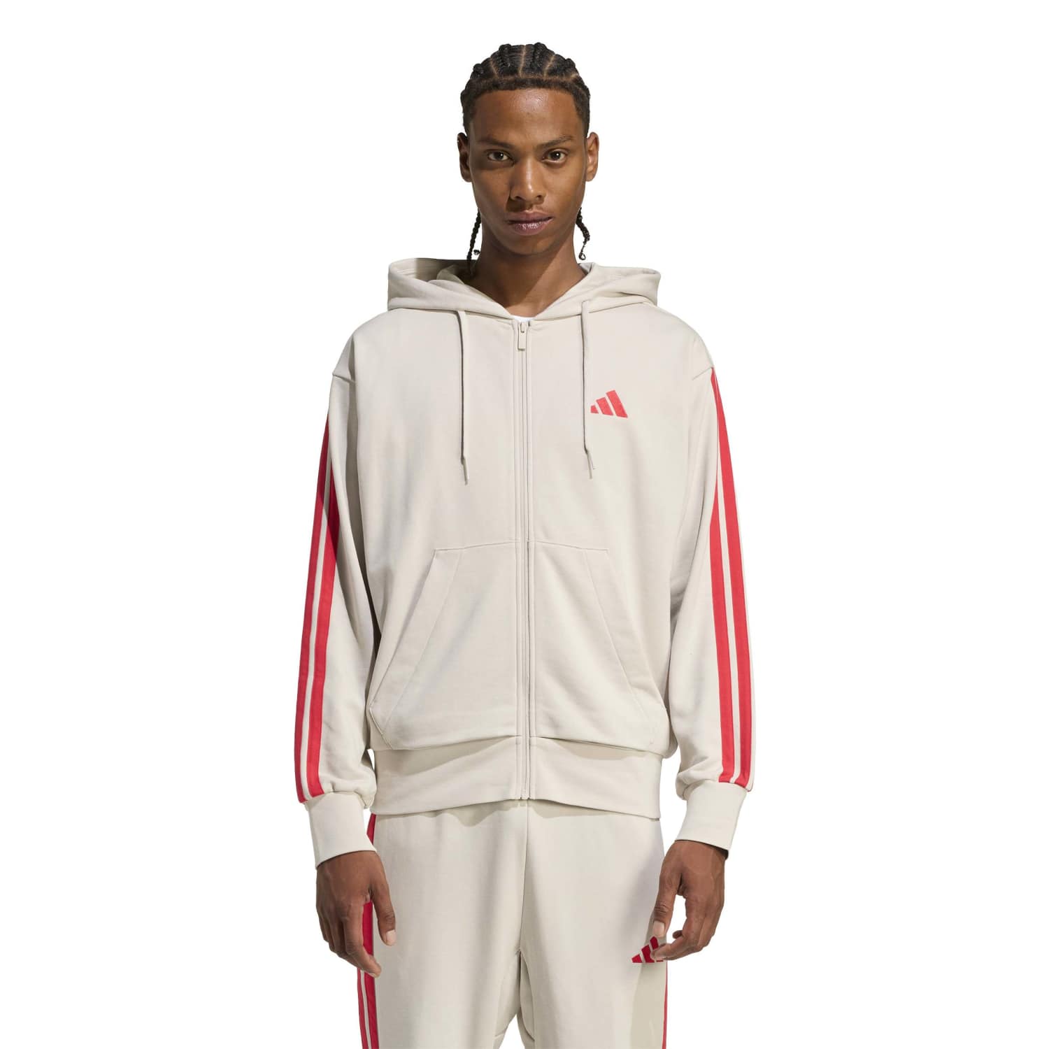 Casaca Deportiva Adidas Hombre M 3S Ft Fz Hd Kd4902 Beige