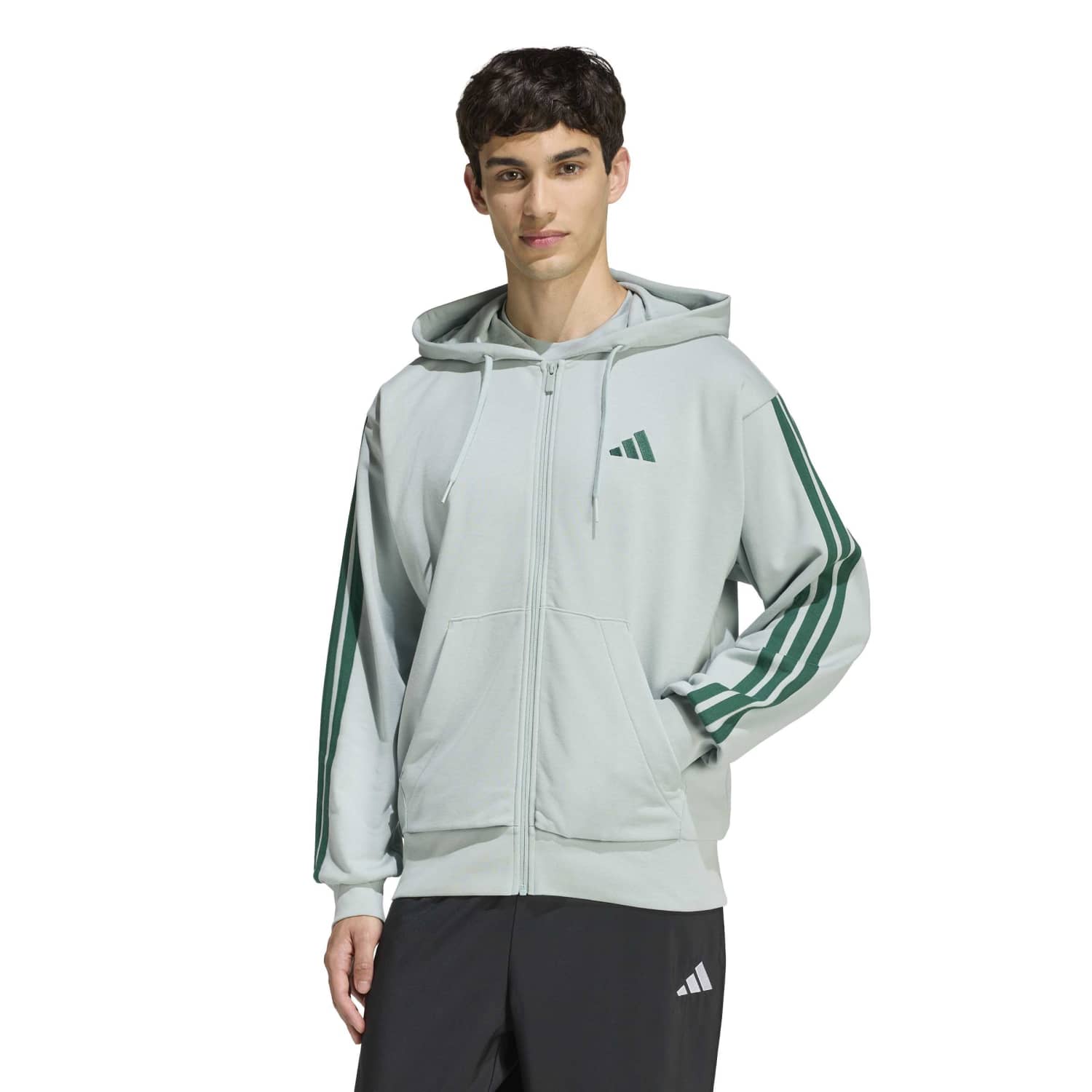 Casaca Deportiva Adidas Hombre M 3S Ft Fz Hd Kd4903 Verde