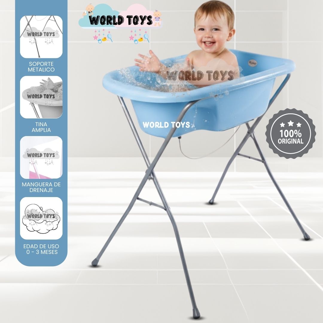 Bañera Plegable con Rack Multiuso TALI Light Blue