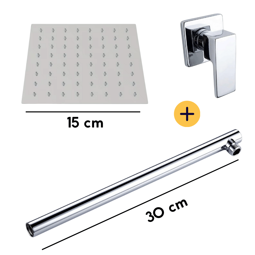 COMBO Monocomando con Cabezal Ducha Completo Acero Inoxidable Cromado