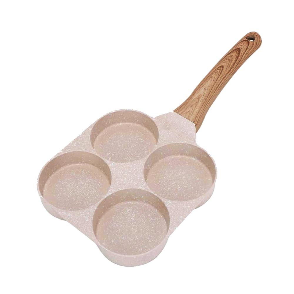 Sartén Antiadherente de 4 Divisiones con Mango Largo Beige