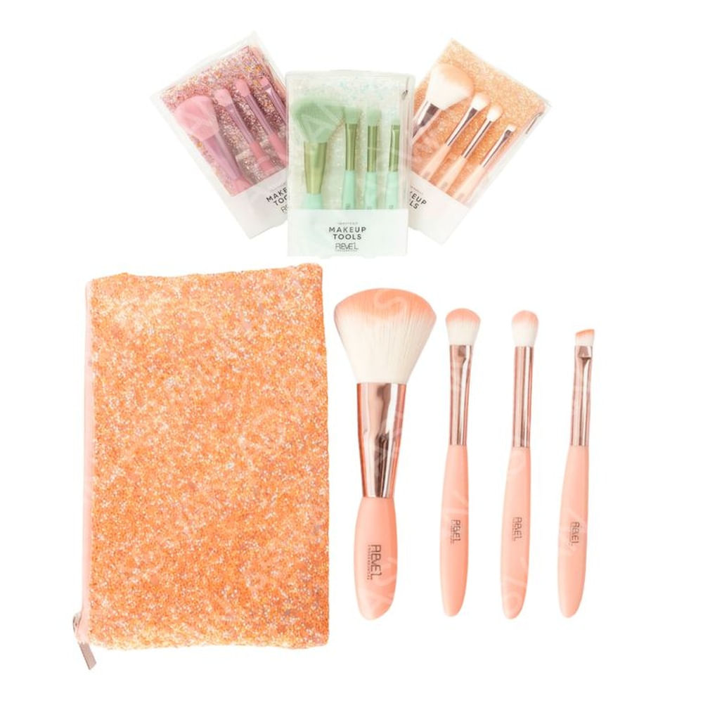 Set De Brochas Makeup Tools x4 Piezas Melón - REVE