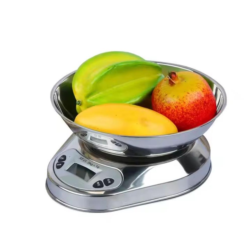 BALANZA DIGITAL CON TOLVA PARA COCINA 5KG ACERO INOXIDABLE