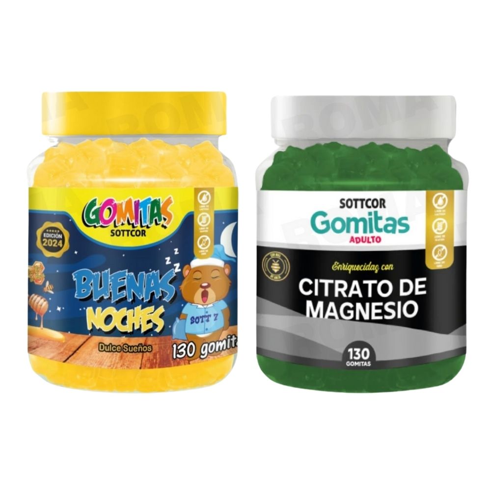PACK 2 GOMITAS BUENAS NOCHES NIÑOS + CITRATO DE MAGNESIO ADULTO 260UND