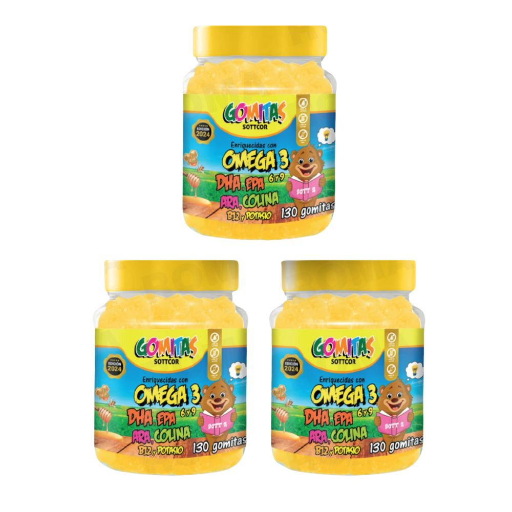PACK 3 GOMITAS OMEGA 3 NIÑOS 390 UND