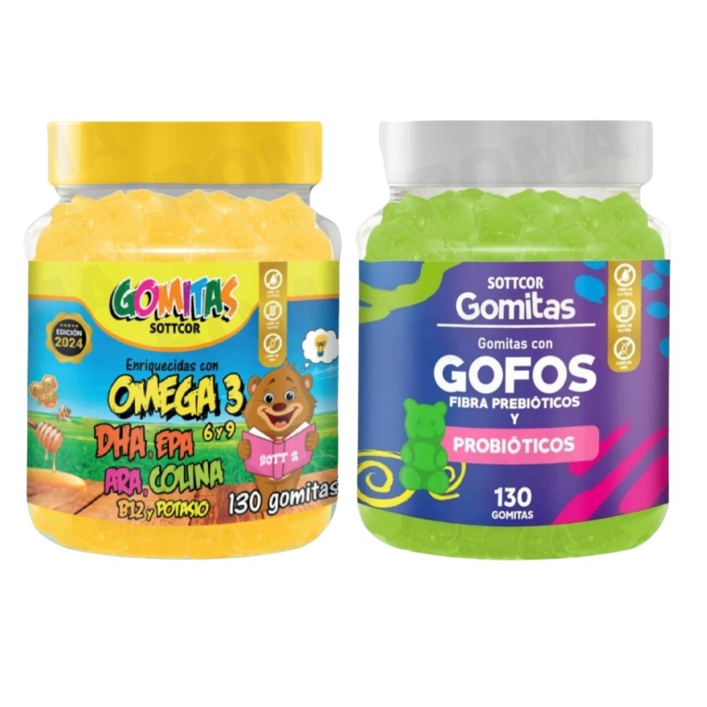 PACK 2 GOMITAS VITAMINAS PARA NIÑOS + GOFOS PARA NIÑOS 260 UND