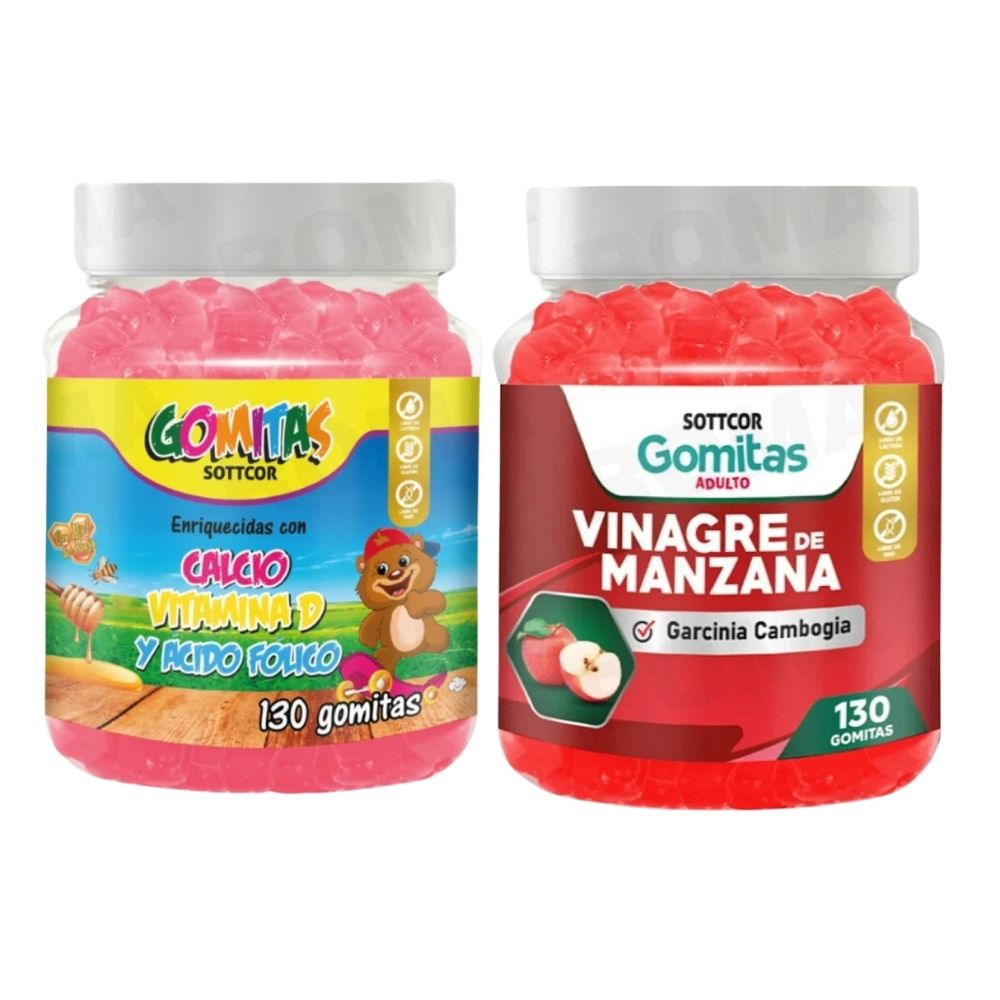 PACK 2 GOMITAS CALCIO NIÑOS 130UND + VINAGRE DE MANZANA 130UND