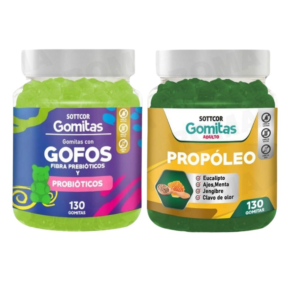 PACK 2 GOMITAS GOFOS PARA NIÑOS + PROPOLEO ADULTO 260 UND