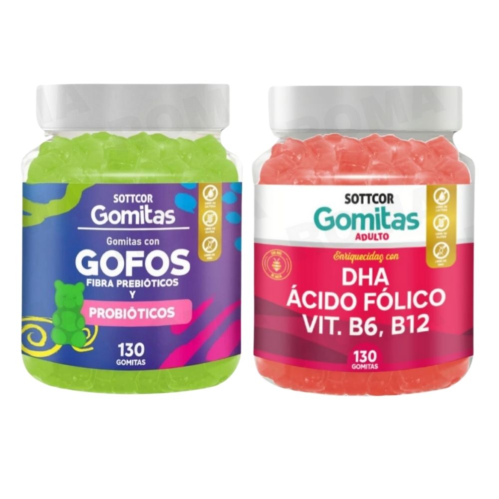 PACK 2 GOMITAS GOFOS PARA NIÑOS + DHA ACIDO FOLICO 260 UND