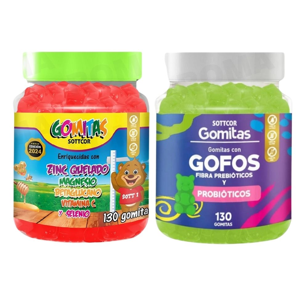 PACK 2 GOMITAS ZINC QUELADO NIÑOS  + GOFOS PARA NIÑOS 260 UND