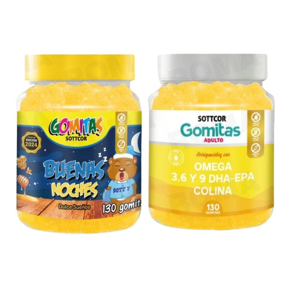 PACK 2 GOMITAS BUENAS NOCHES NIÑOS + OMEGA 3 ADULTO 260 UND
