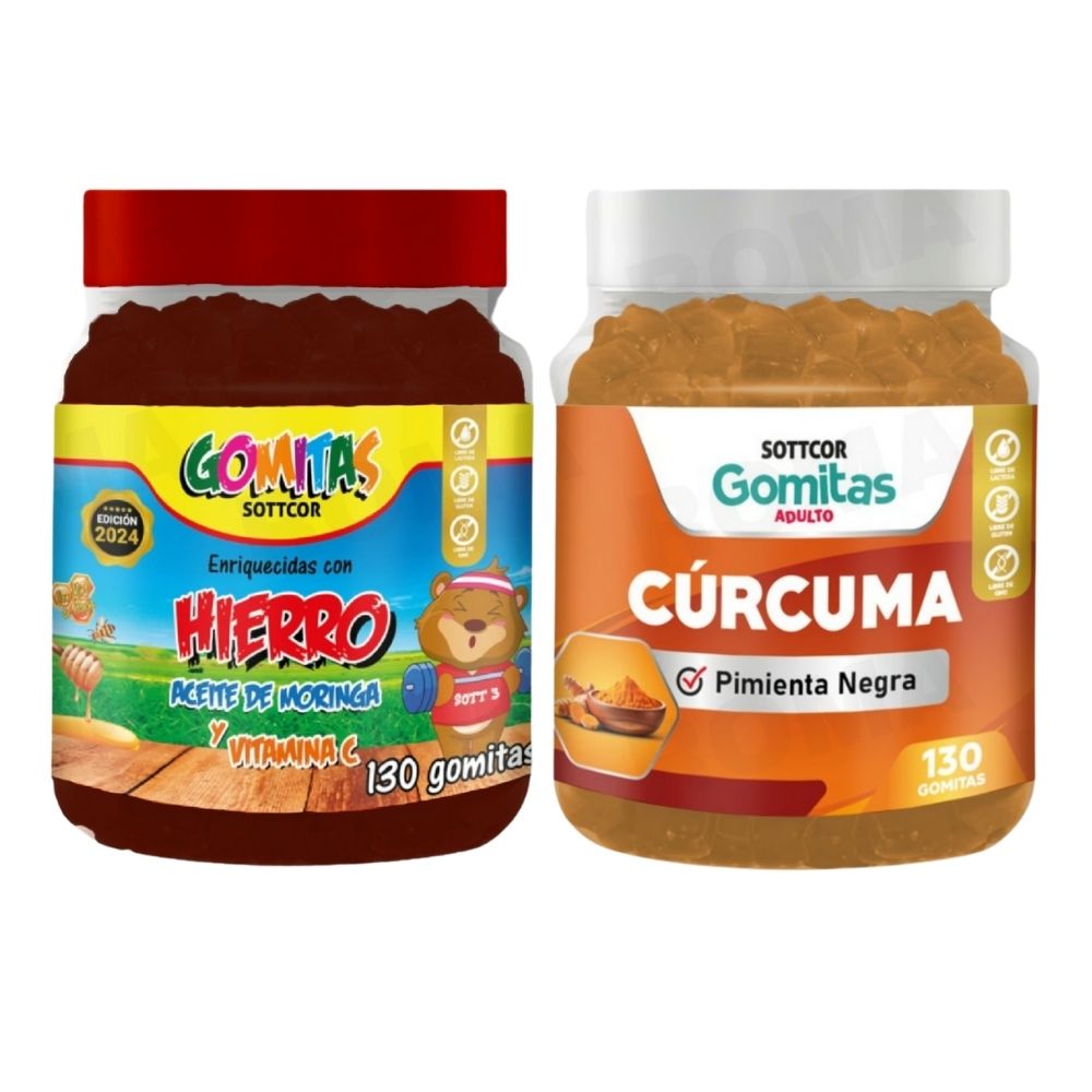 PACK 2 GOMITAS HIERRO NIÑOS + GOMITAS CÚRCUMA 260 UND