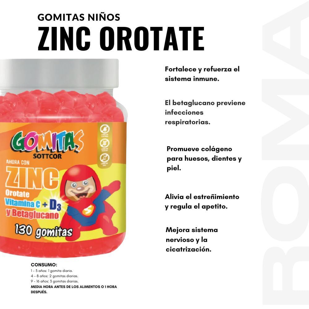 PACK 2 GOMITAS ZINC OROTATE NIÑOS 130UND + GOMITAS CALCIO NIÑOS 130UND